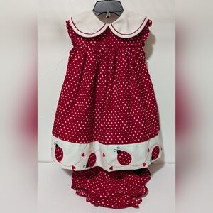 Rare Editions | Toddler Girl's 2T Red & White Polka Dot Ladybug Dress W/Bloomers